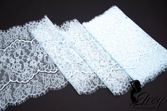 01-61 Кружево шантильи 23 см, светло-голубой