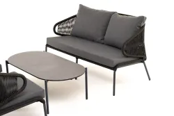 "Милан" лаунж-зона 4-местная плетеная из роупа (веревки), каркас алюминиевый темно-серый, роуп темно-серый