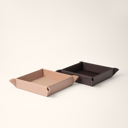 Мелочница из плетеной кожи Бежевый