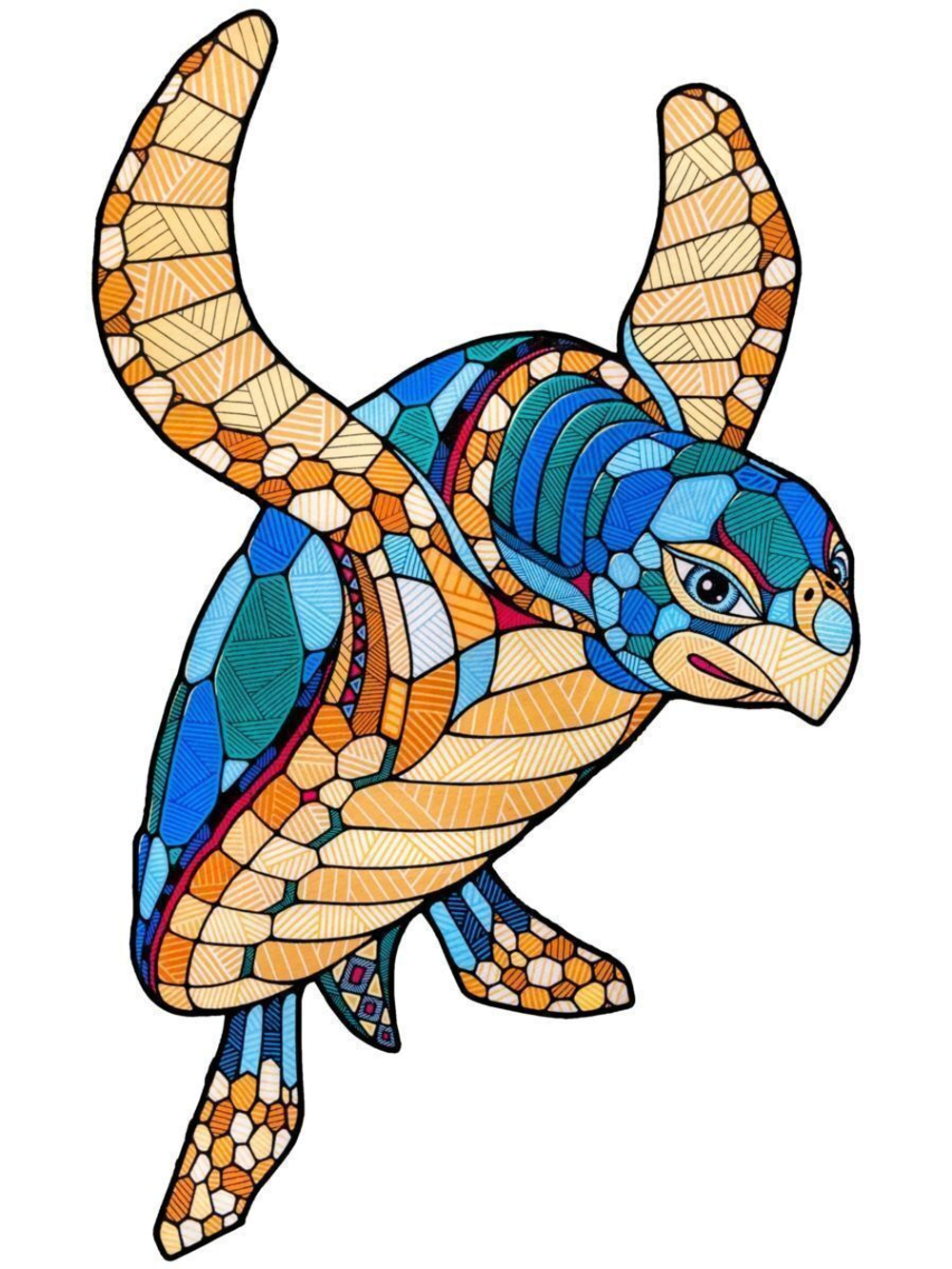 Деревянный, фигурный пазл EWA Морская Черепаха S 28x20 см