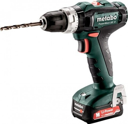 Аккумуляторная дрель-шуруповерт METABO PowerMaxx SB 12 2x2.0 Ач, ударная 601076500