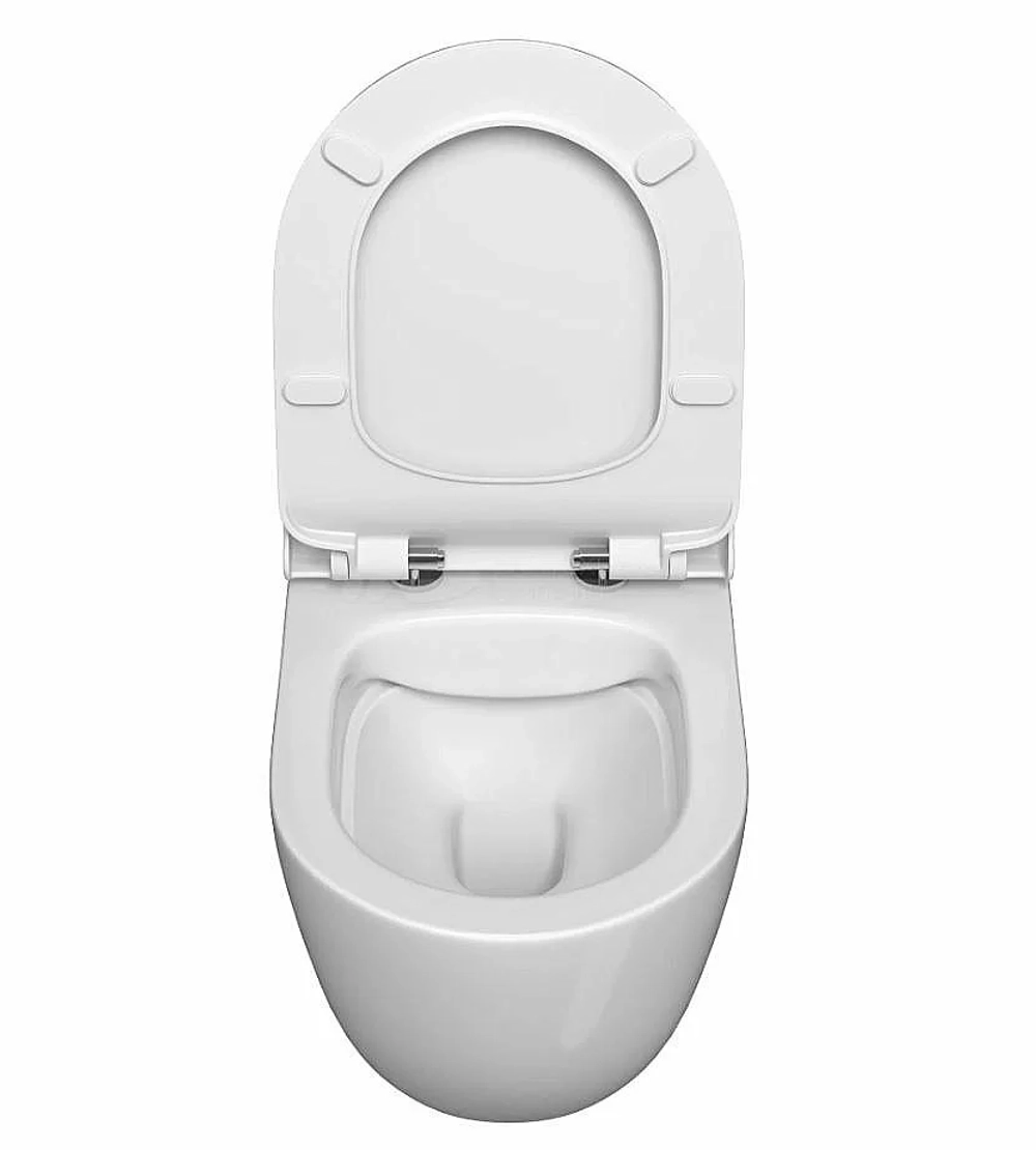 Унитаз подвесной WasserKRAFT Mindel 56TLT.010.ME.PG03.H002 безободковый, с инсталляцией Vils 56, с крышкой микролифт, белый/кнопка золото глянцевое