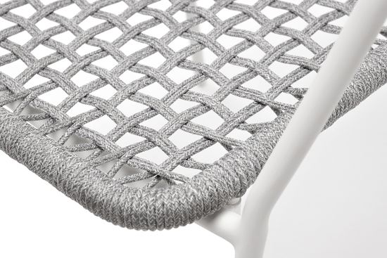 "Тунис" стул плетеный из роупа, каркас алюминий белый, роуп светло-серый