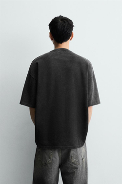 ZARA ТОЛСТОВКА С КОМБИНИРОВАННЫМ ПРИНТОМ, ТЕМНЫЙ АНТРАЦИТ