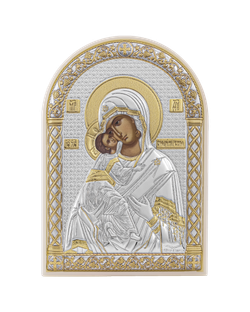 Владимирская БМ, икона арочная, пластик белый 48x68
