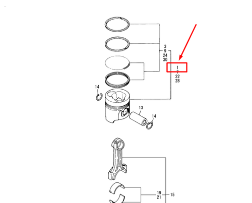 129692-22002 PISTON ASSY W/RINGS, STD