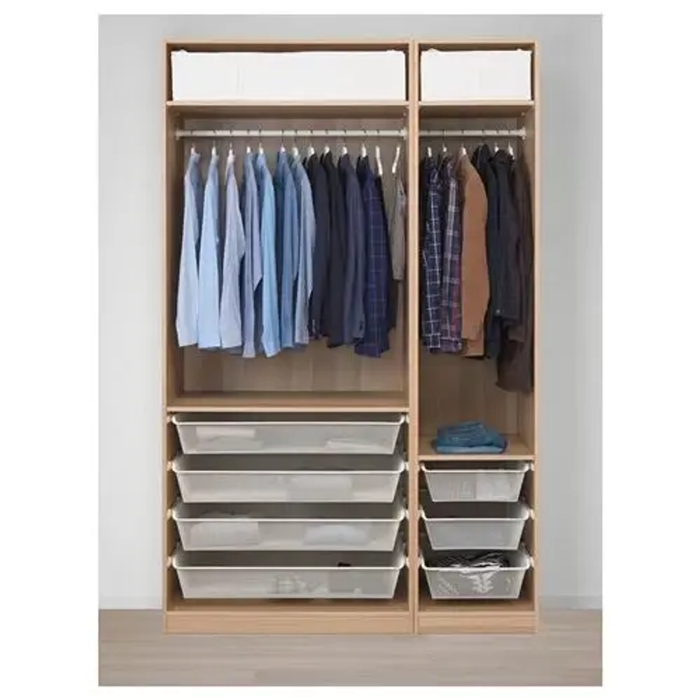 Гардероб - IKEA PAX/FORSAND/ПАКС/ФОРСАНД ИКЕА, 150x60x236 см, под беленый дуб