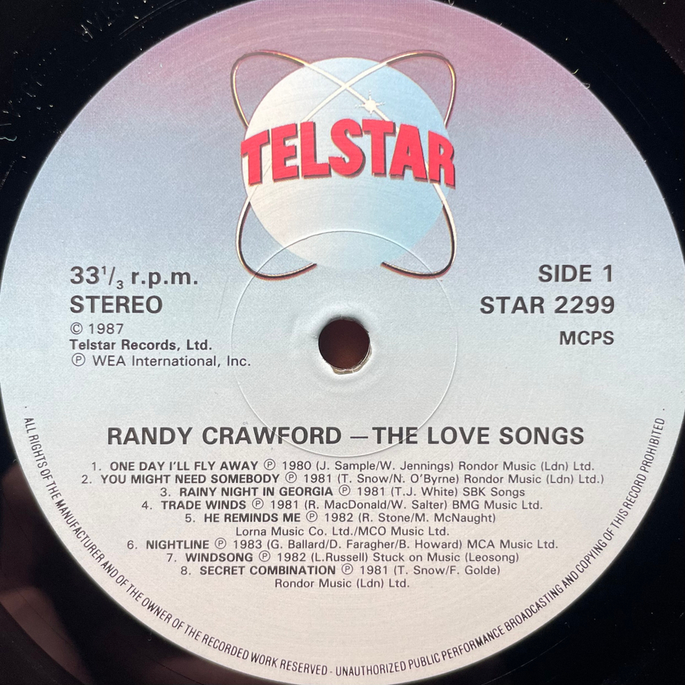 Randy Crawford ‎– The Love Songs (Англия 1987г.)