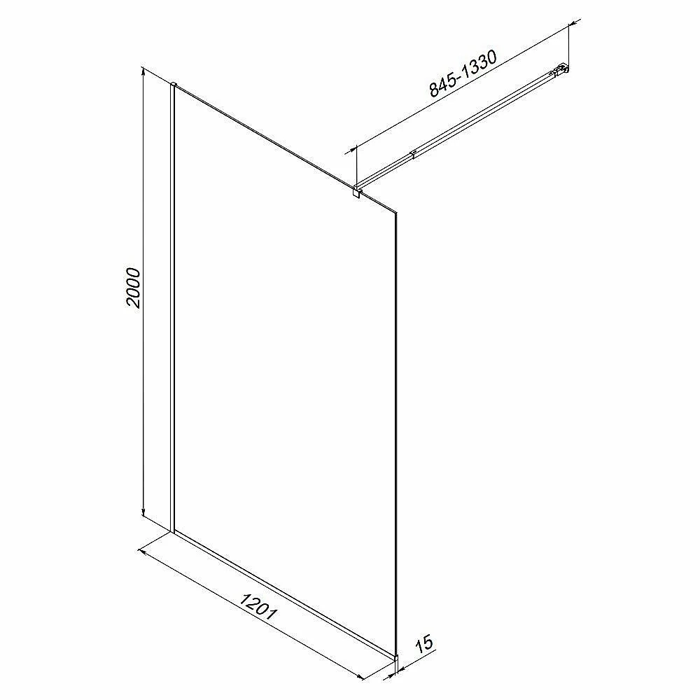 Душевое ограждение AM.PM Func W84WI 120 W84WI-120-F1-MTE стекло прозрачное/профиль хром