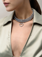 Чокер "Delicacy" cotton pearl Dark Grey Silver