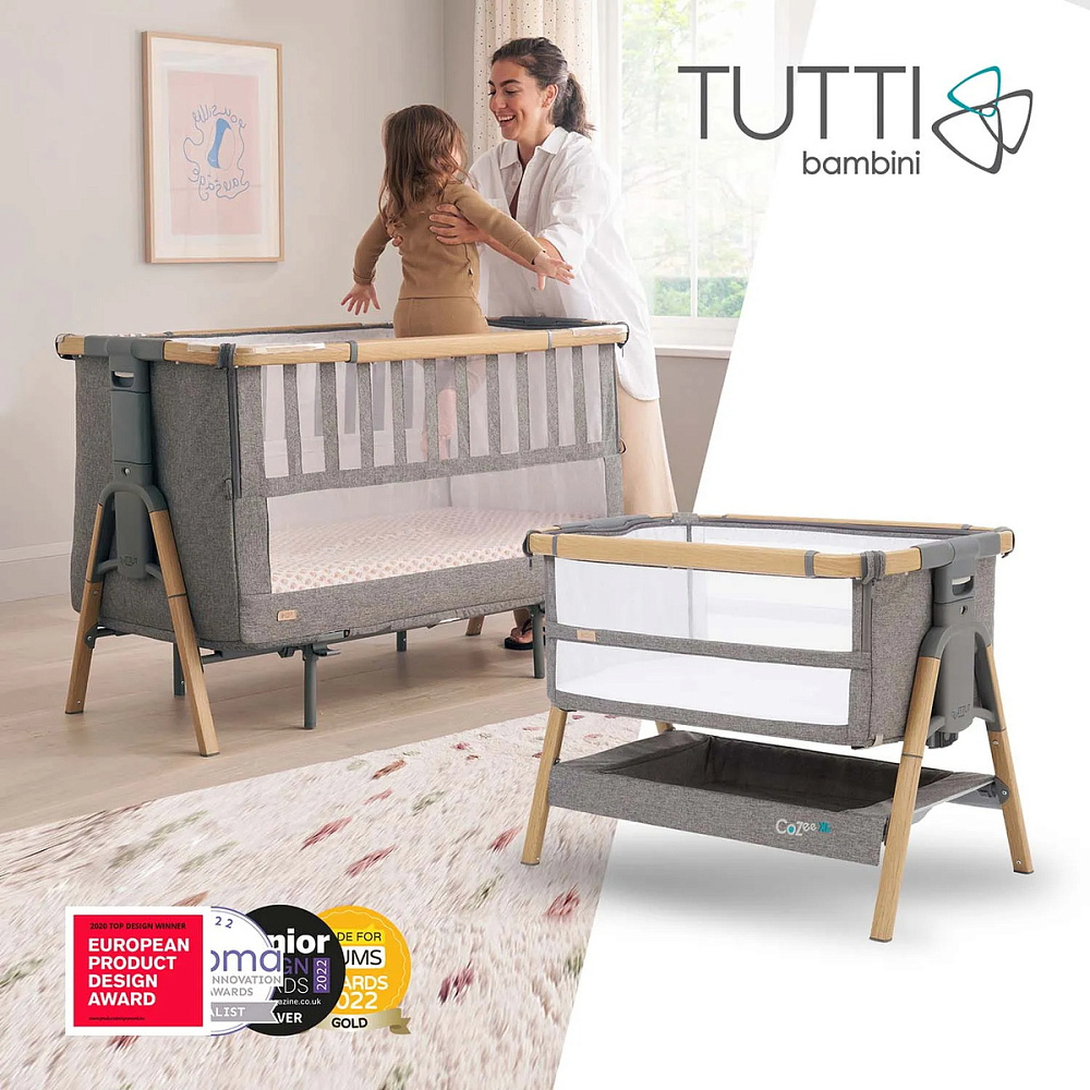 Кровать-трансформер приставная Tutti Bambini CoZee XL 120х60 см GTD Oak/Charcoal