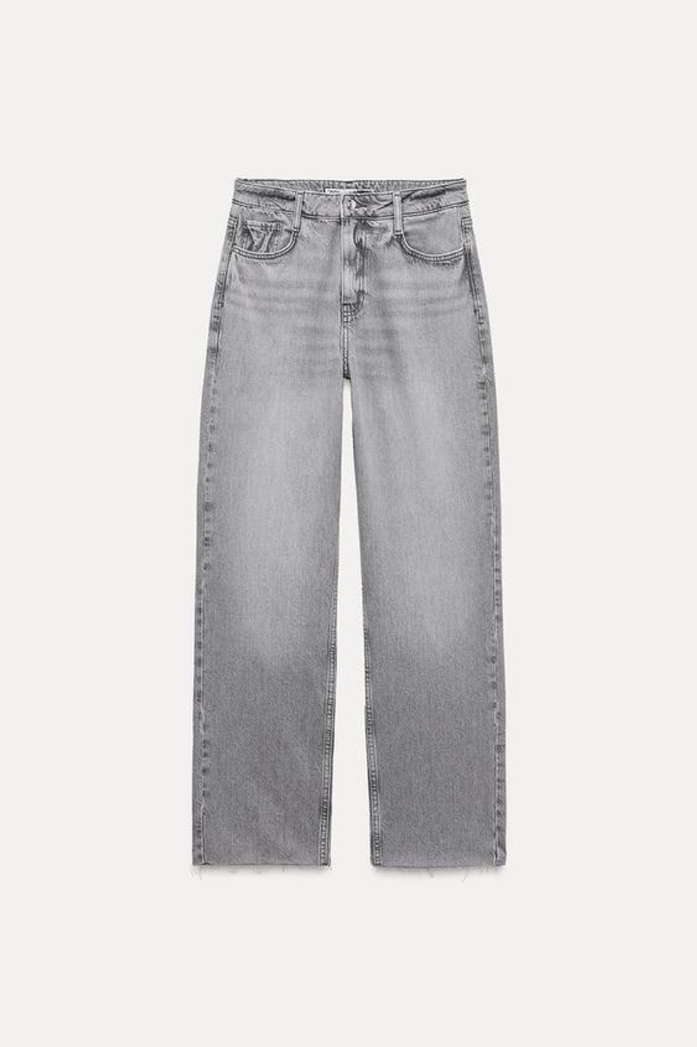 ZARA ДЖИНСЫ Z1975 STRAIGHT LEG HIGH WAIST, СВЕТЛО-СЕРЫЙ