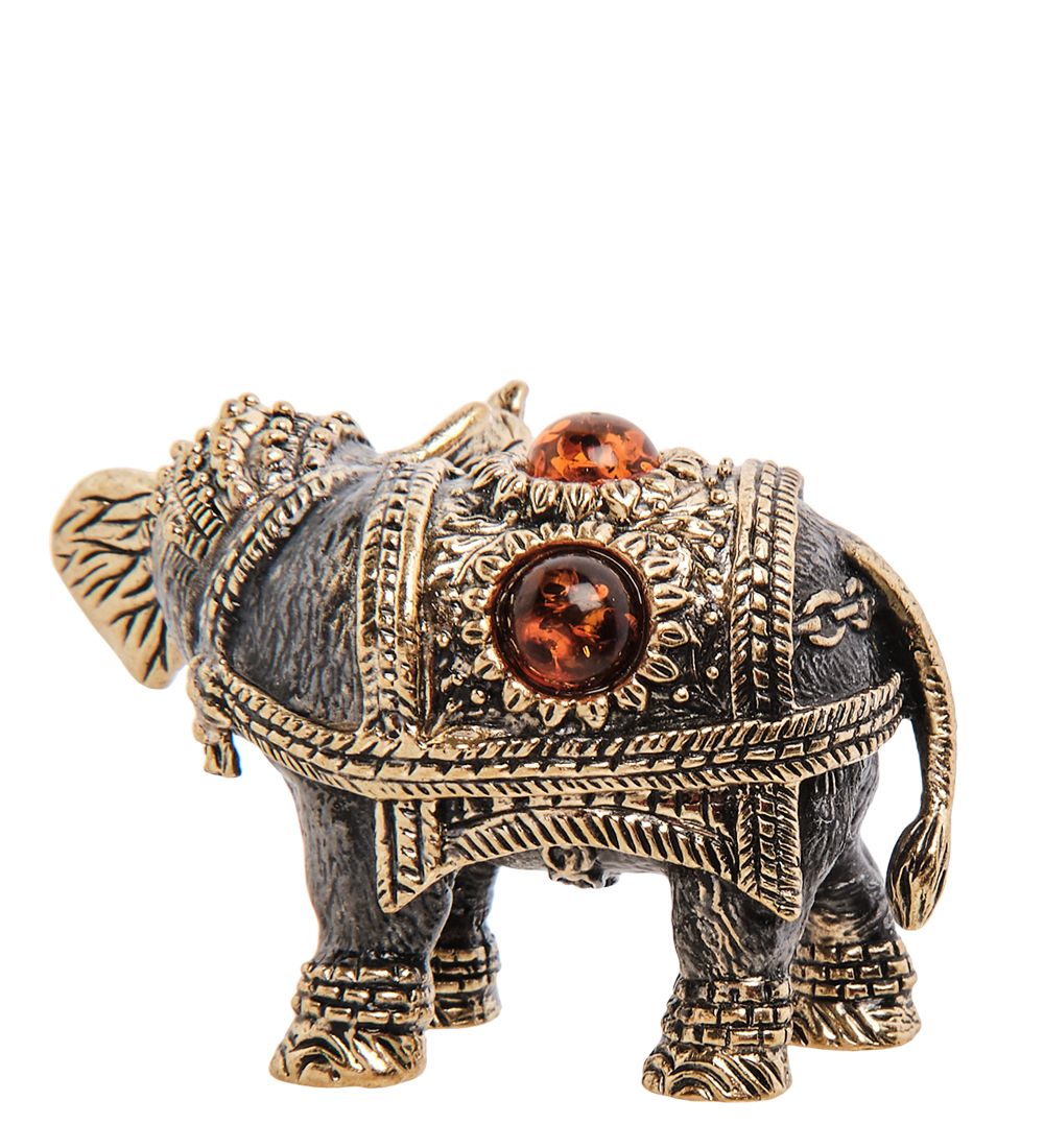 Народные промыслы AM- 494 Фигурка «Слон Ганеша» (латунь, янтарь)