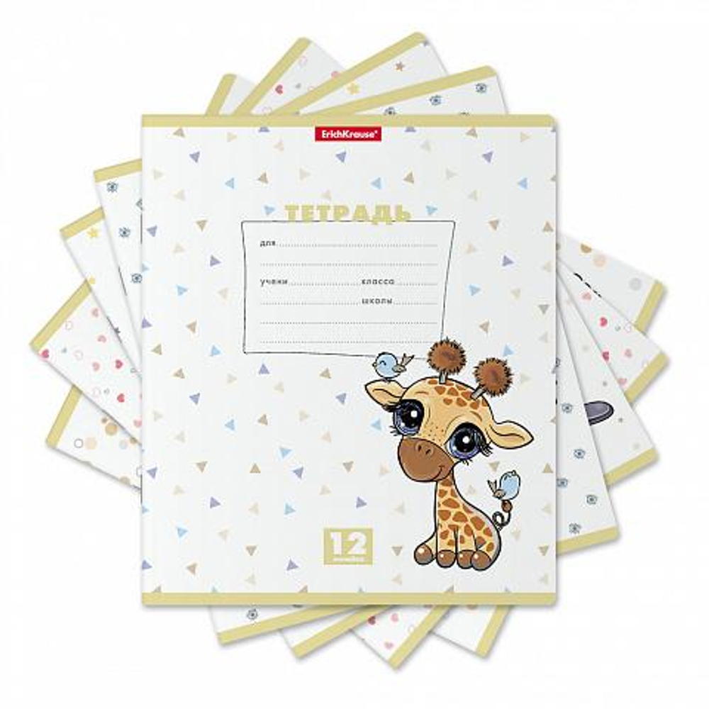 Тетрадь школьная А5 12л линия "Веселые зверята MIX-PACK" (Erich Krause) микс цветов (комплект 5 шт)