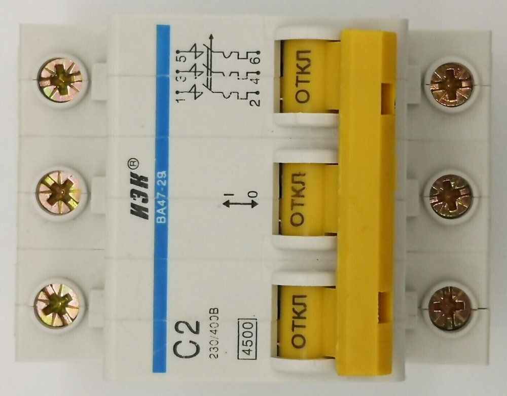 Выключатель автоматический IEK С2 ВА47-29 3Р 2А 4,5кА