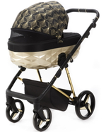 Детская коляска Adamex Quantum Star 2 в 1 Q-STAR58 (ЧЕРНЫЙ+ЗОЛОТОЙ ОРНАМЕНТ+ЗОЛОТО ДНО+ЗОЛОТО РАМА)