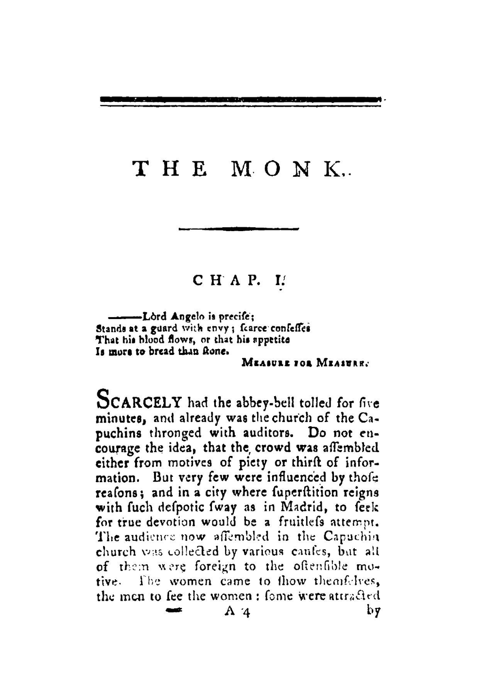 The Monk. A Romance | MatthewGregory Lewis