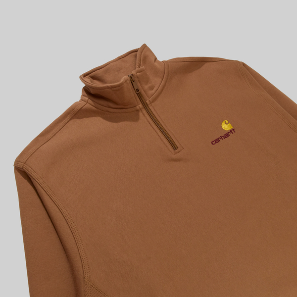 Толстовка мужская Carhartt WIP American Script Half Zip артикул:I027014_hamilton_brown - купить в магазине Дайс