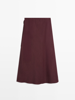 Massimo Dutti Юбка-парео миди, бордовый