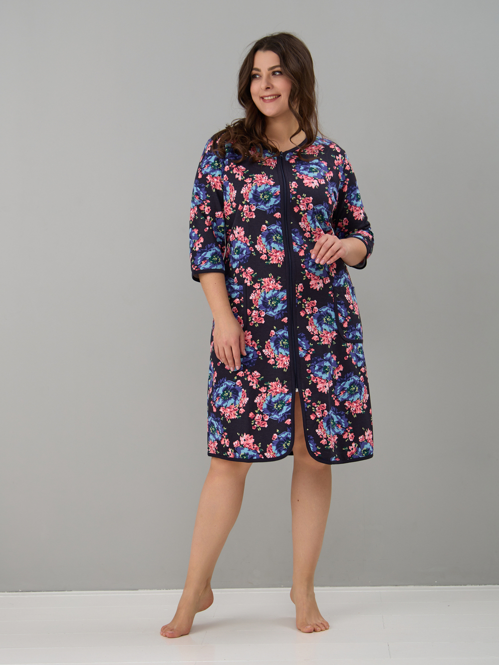 Халат Хф-362/синийголубой-пион