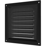 Решетка вен. с сеткой 150*150 метал. черный 1515МЭ