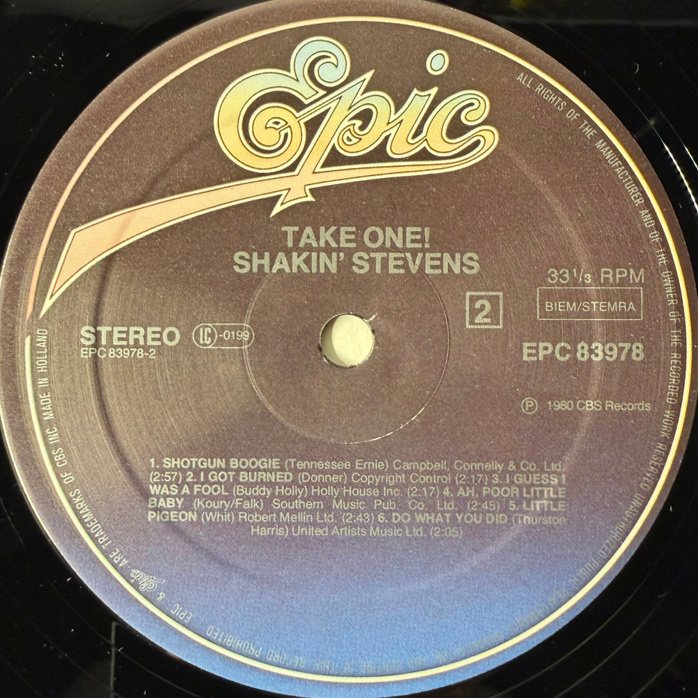 Shakin' Stevens ‎– Take One (Голландия 1980г.)