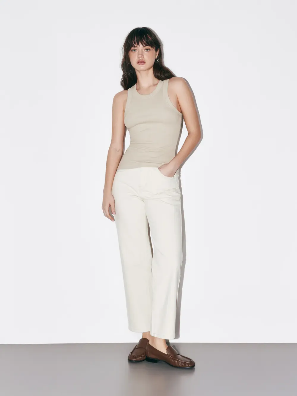 Топ халтер в рубчик "Беж" женский