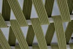 "Диего" кресло плетеное из роупа, каркас алюминий светло-серый (RAL7035) муар, роуп салатовый меланж круглый, ткань светло-серая