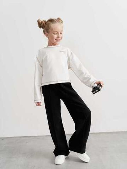 Брюки палаццо облегченные "УГОЛЬ"  подростковые