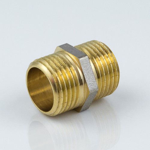 Ниппель латунный никелированный наружная/наружная резьба