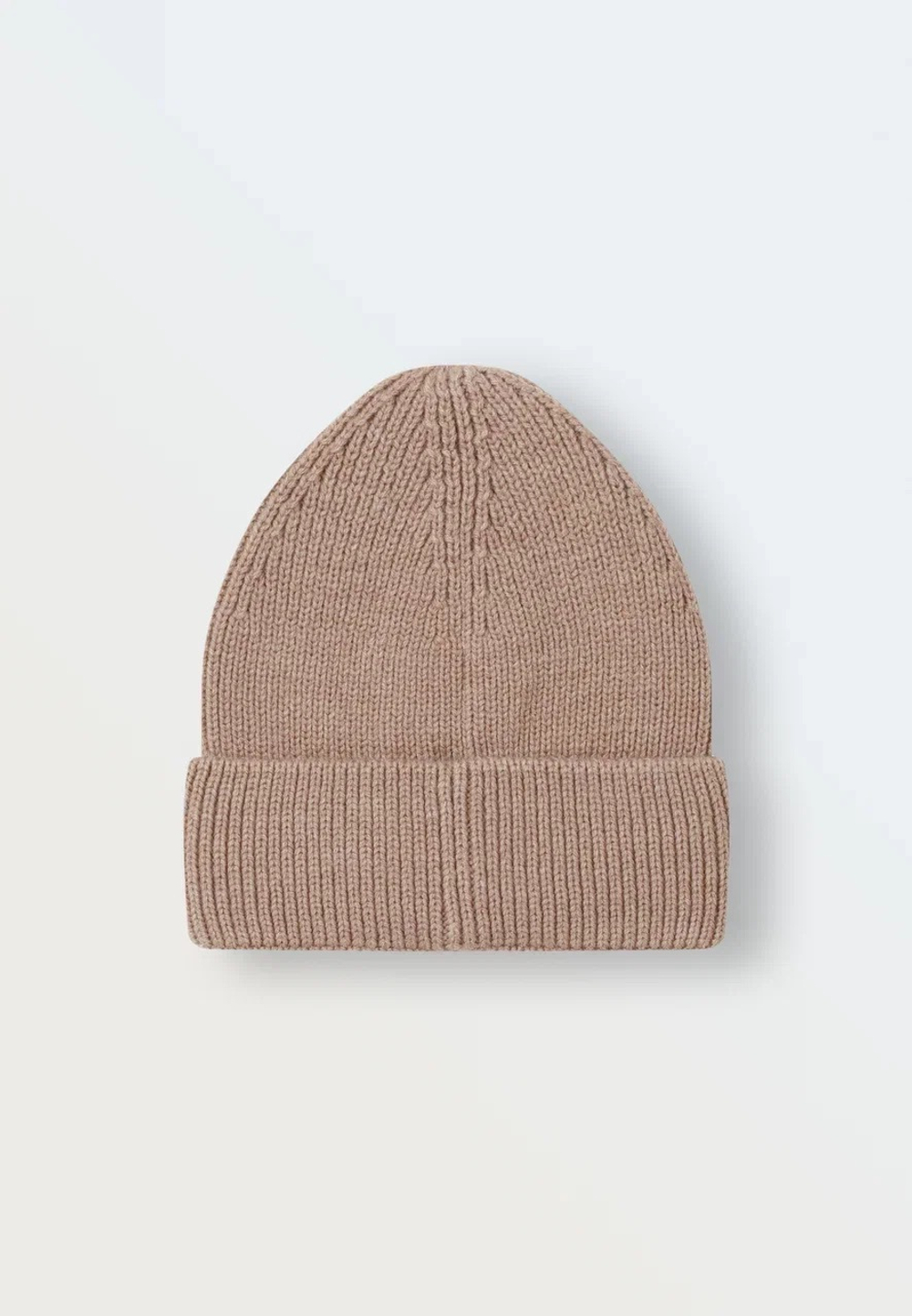 6092-122 Шапка вязаная с отворотом (теплый беж)