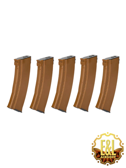 Набор из 5 механических магазинов E&L для АК-серии на 120 шаров (EL-74NAX5). Bakelite, Brown
