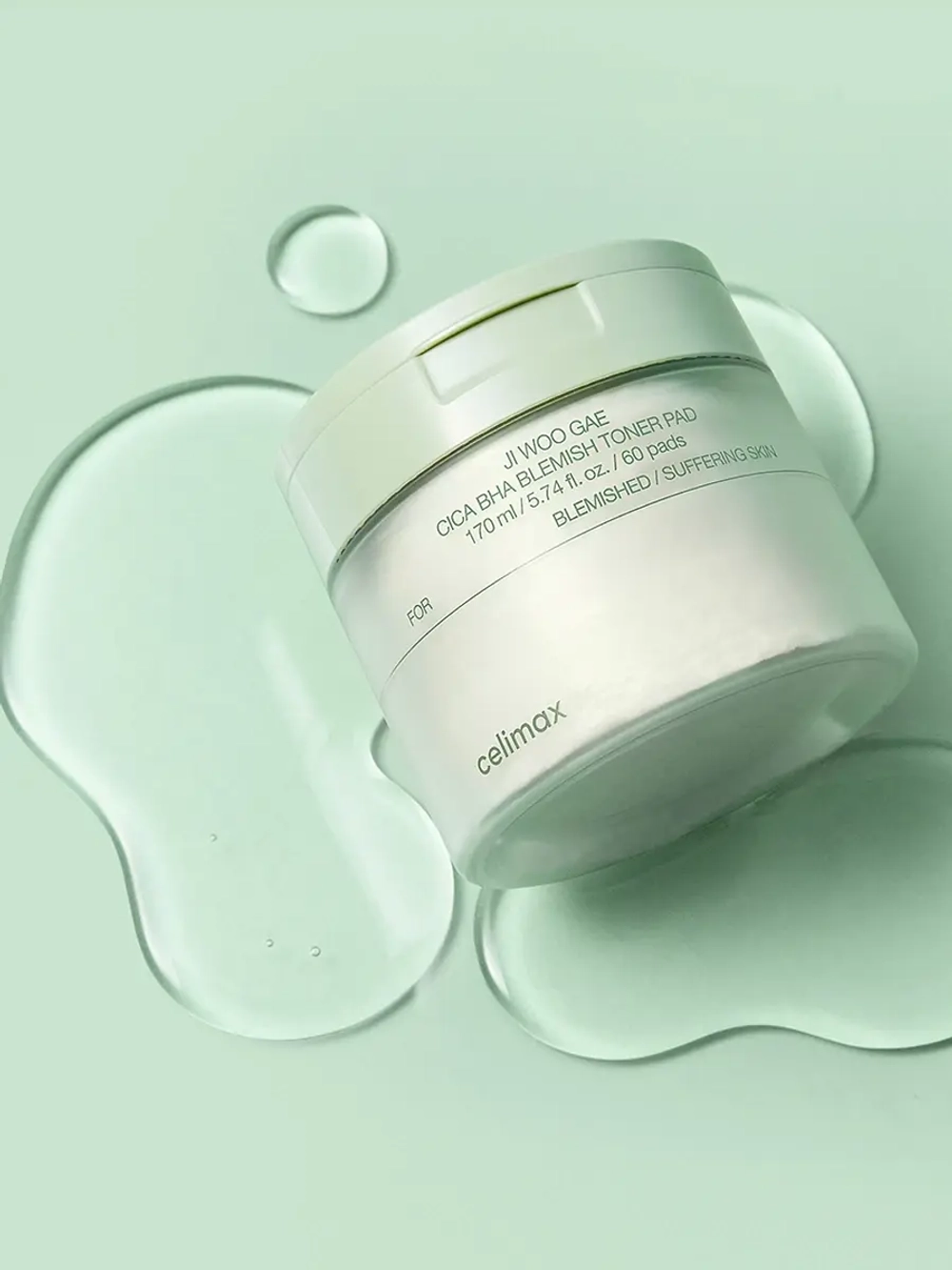 Celimax Успокаивающие тонер-пэды с кислотами и центеллой азиатской Ji Woo Gae Cica BHA Blemish Toner Pad 60 шт