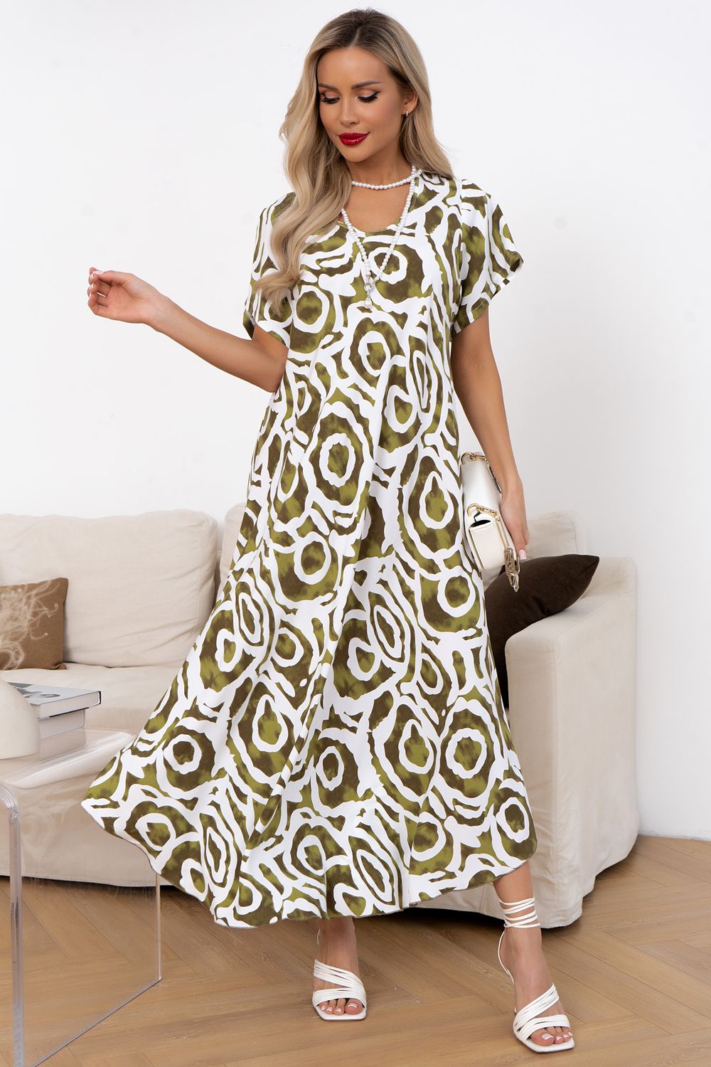 Платье Магия лета (хаки/белый) Р11-867/37 Nikol
