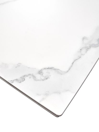 Стол ALEZIO 160 BIANCO TL-45 Белый мрамор матовый, испанская керамика/ черный каркас