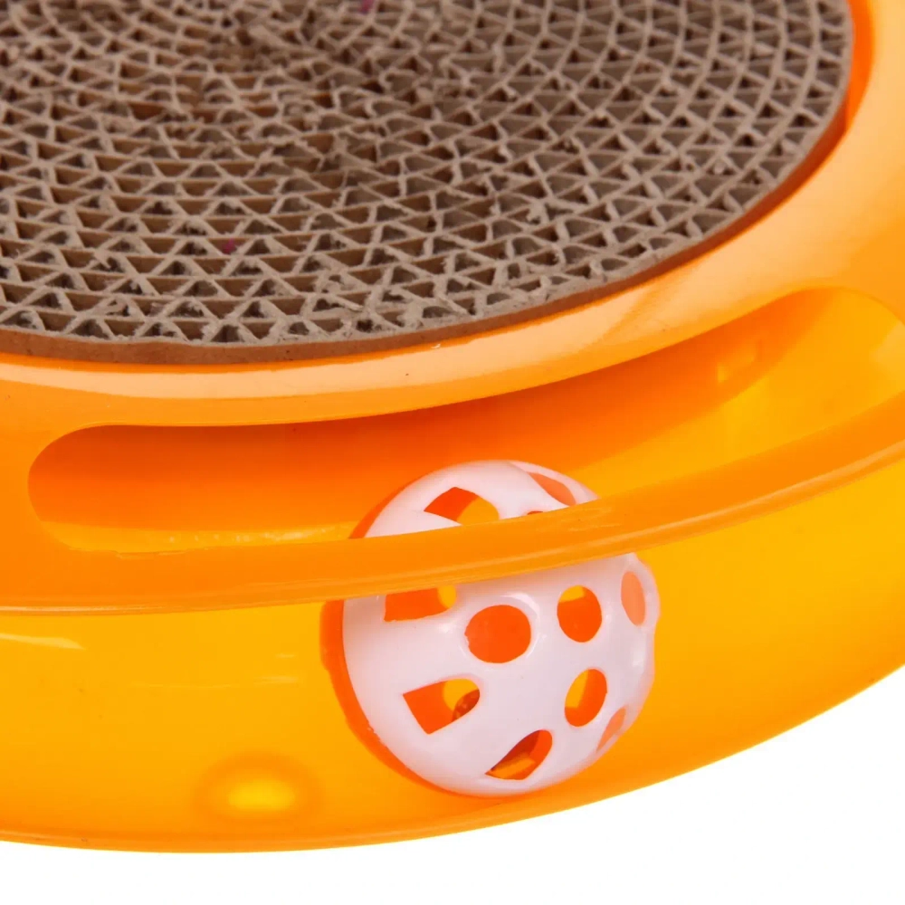 Игрушка для кошек интерактивная с пружинкой перышками «ЛАПКИБум», цвет оранжевый, 36*25см