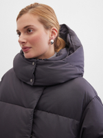 NEW❤️ MIDI пуховик с объемным капюшоном, DARK GREY🌚🌚🌚