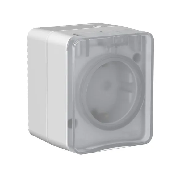 ATLASDESIGN PROFI IP54 О/У РОЗЕТКА с заземлением со шторками, 16А, СЕРЫЙ
