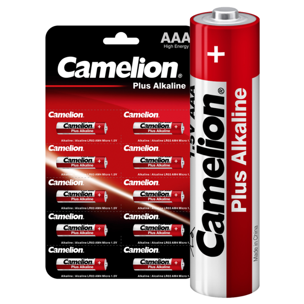 Элемент питания алкалиновый AAA/LR03 1.5В Plus Alkaline LR03-BP1х10P (блист.10шт) Camelion 14136
