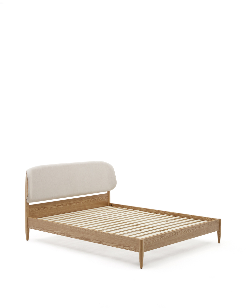 Octavia Кровать из ясеневой фанеры с белым мягким изголовьем 160 x 200 см