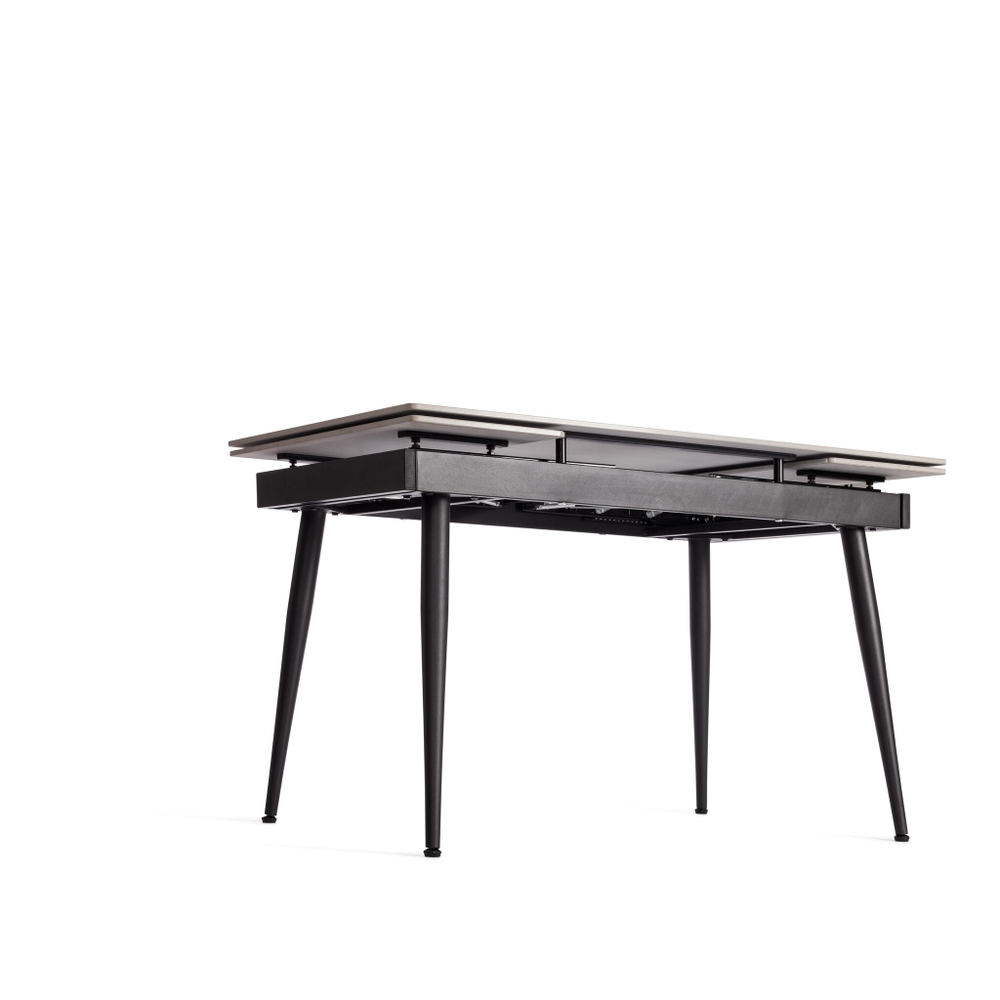 Стол обеденный Lord Grey/Лорд Грей столешница керамика (глянцевая) / опоры металл, серый/чёрный, (120+30+30)x80x75(+1) см