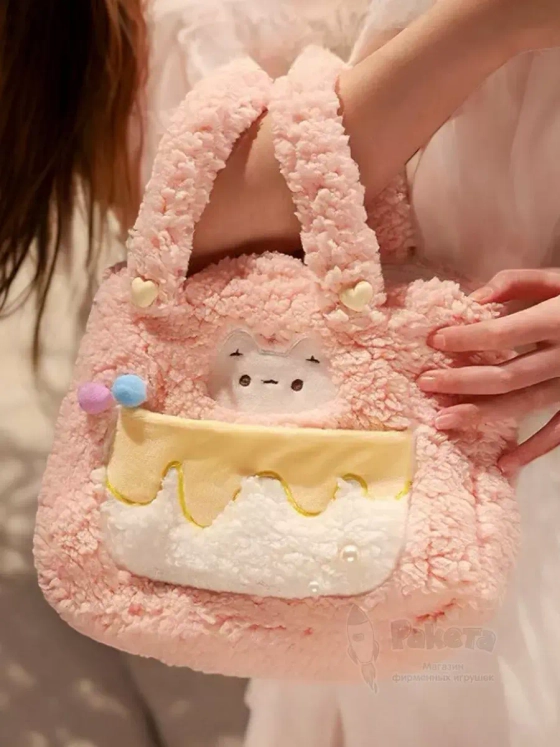 Сумка плюшевая пушистая сумочка игрушка кот для девочки