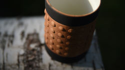 Кружка малая фарфоровая без ручки с берестой. Коллекция Dots (Пупырышки или Точки)