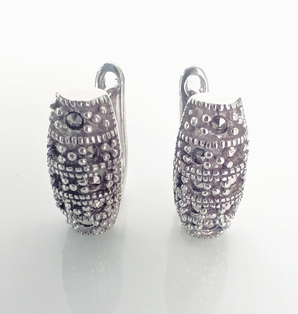 Серьги Эстерелла с пиритами, серебро 925 пробы, родирование/Ф
