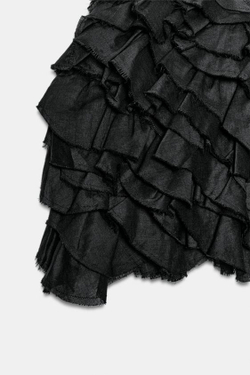 ZARA ТОП С ВОЛАНАМИ И РАМИ — ZW COLLECTION, ЧЕРНЫЙ