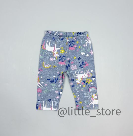 Бриджи "Единороги в цветах" хлопковые, Серо-голубые