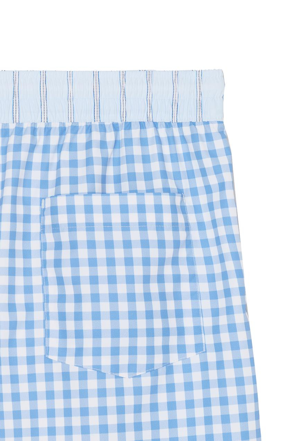 ZARA X BENITO ANTONIO ДЛИННЫЕ КОМБИНИРОВАННЫЕ ПЛАВКИ В КЛЕТКУ, БЕЛЫЙ/НЕБЕСНО-ГОЛУБОЙ