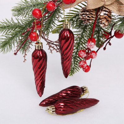 Ёлочные игрушки «Сосулька спиралька» 8,5см (набор 4шт), темный рубин