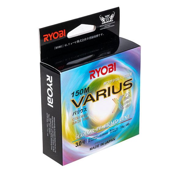 Шнур VARIUS PE8X-150MI 3.0# Multi Colour 0,285мм Ryobi