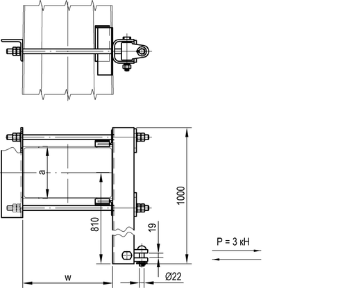 Фиксаторный кронштейн развернутый для одного фиксатора на металлической стойке